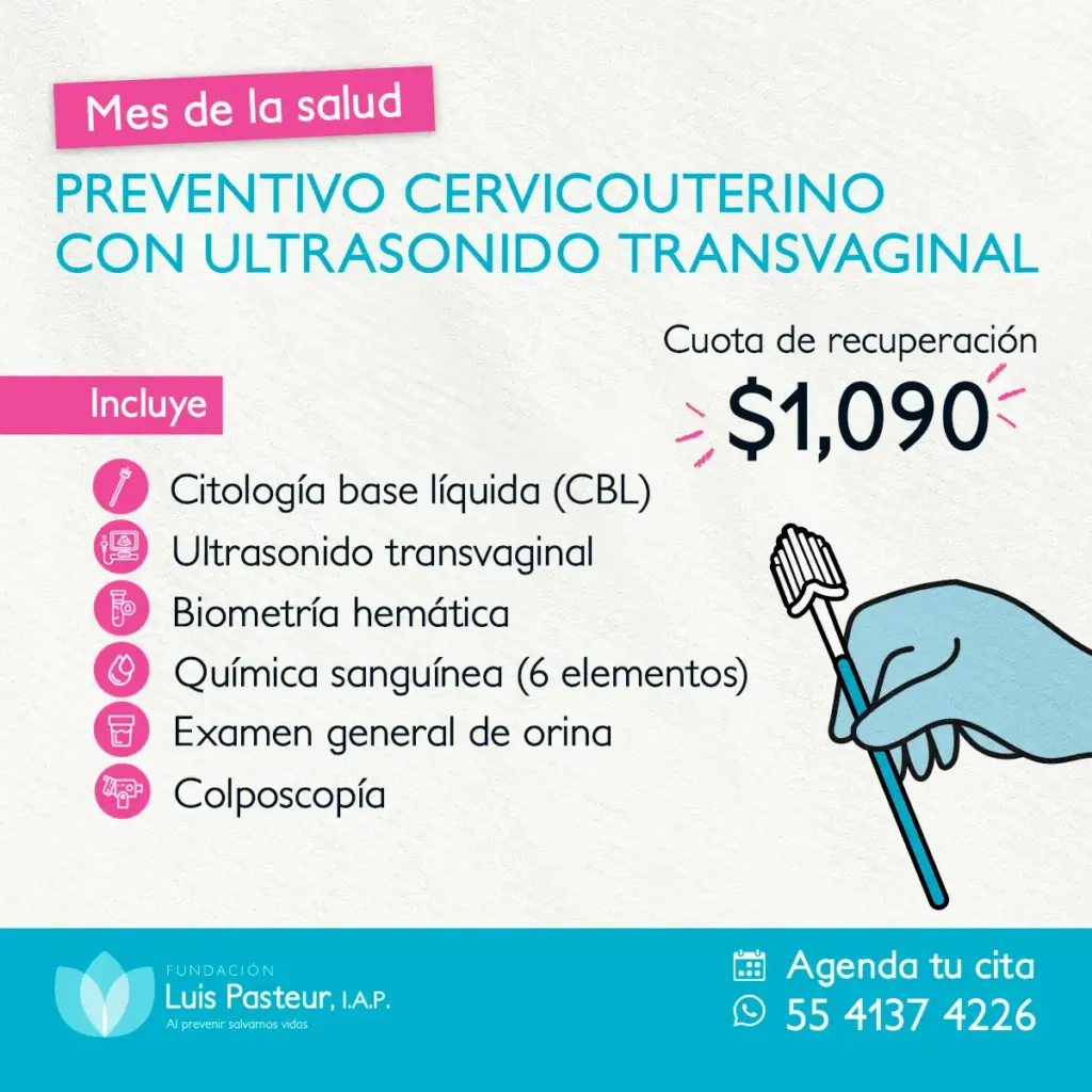 Promoción Mes de la Salud julio 2026 Fundación Luis Pasteur - Preventivo Cervicouterino con Ultrasonido Transvaginal
