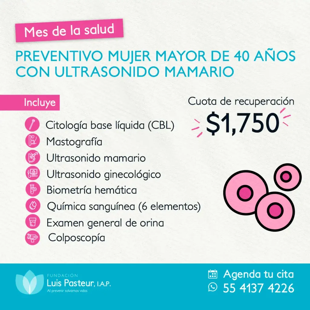 Promoción Mes de la Salud julio 2026 Fundación Luis Pasteur - Preventivo Mujer Mayor de 40 Años con Ultrasonido Mamario